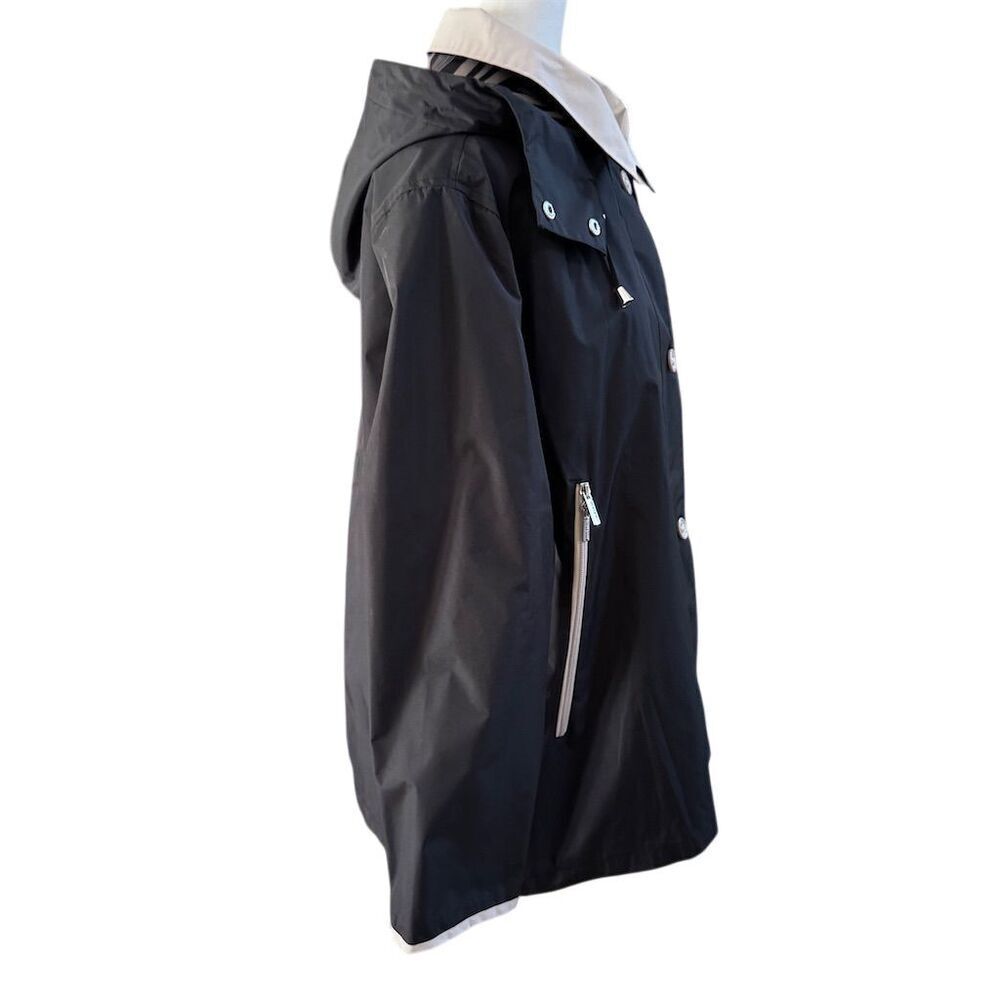 Mackintosh Black Hooded Raincoat Mid-Length Casual Women's Size Petite XL - Picture 8 of 14